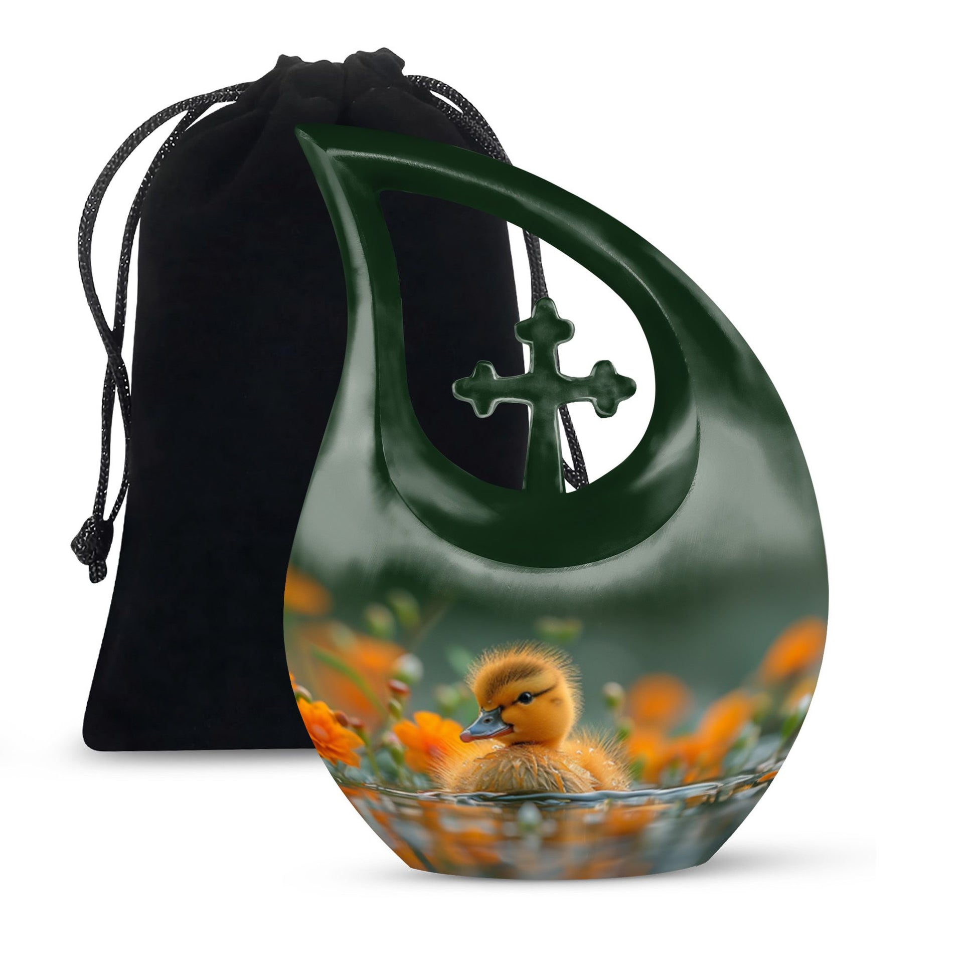 Golden Duckling Memorial Urn Set - Duck Cremation Urn For Ashes