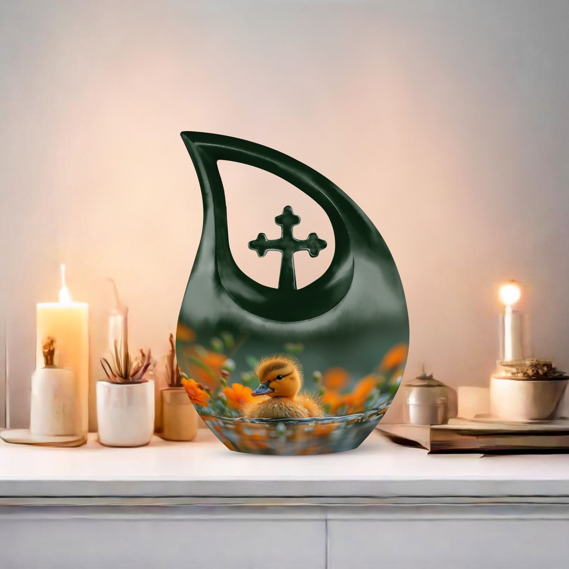 10-inch Golden Blossom Duckling Urn