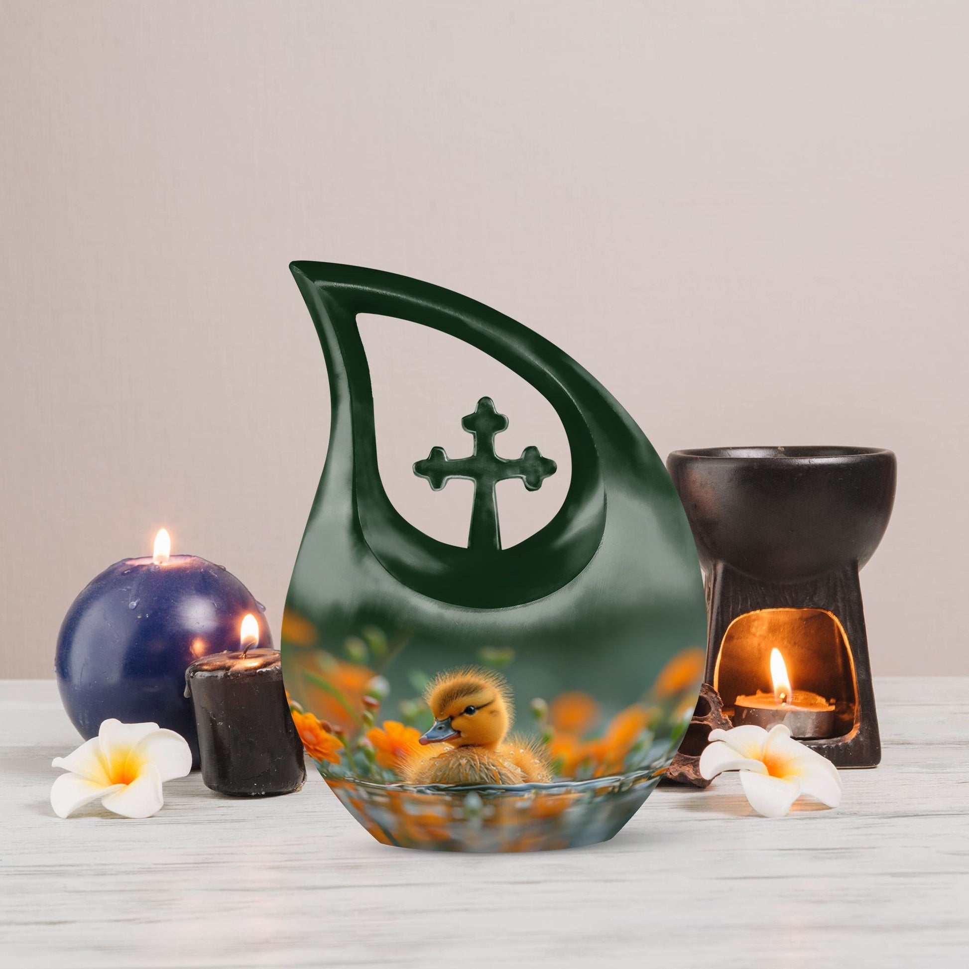10-inch Golden Blossom Duckling Urn