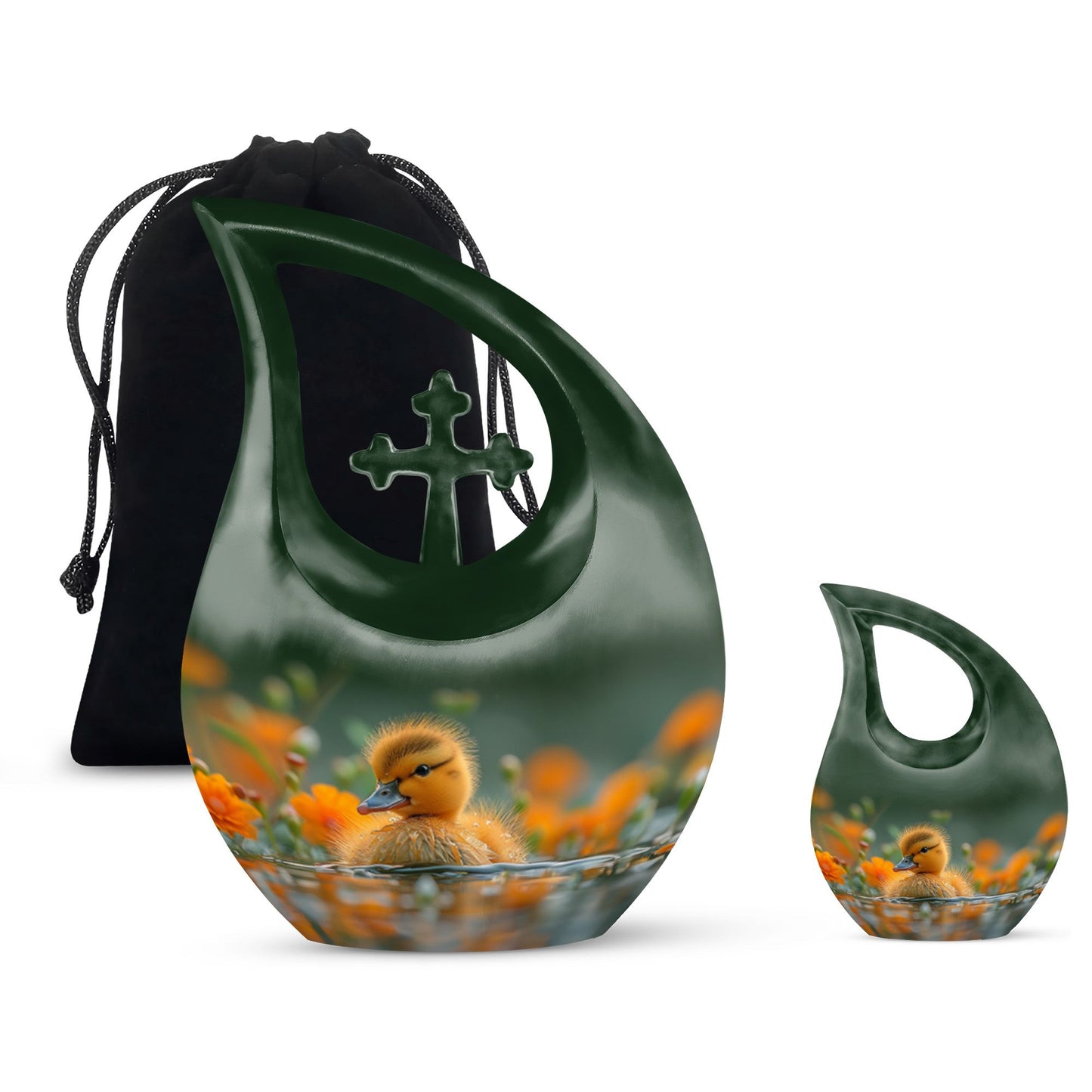 10-inch Golden Blossom Duckling Urn