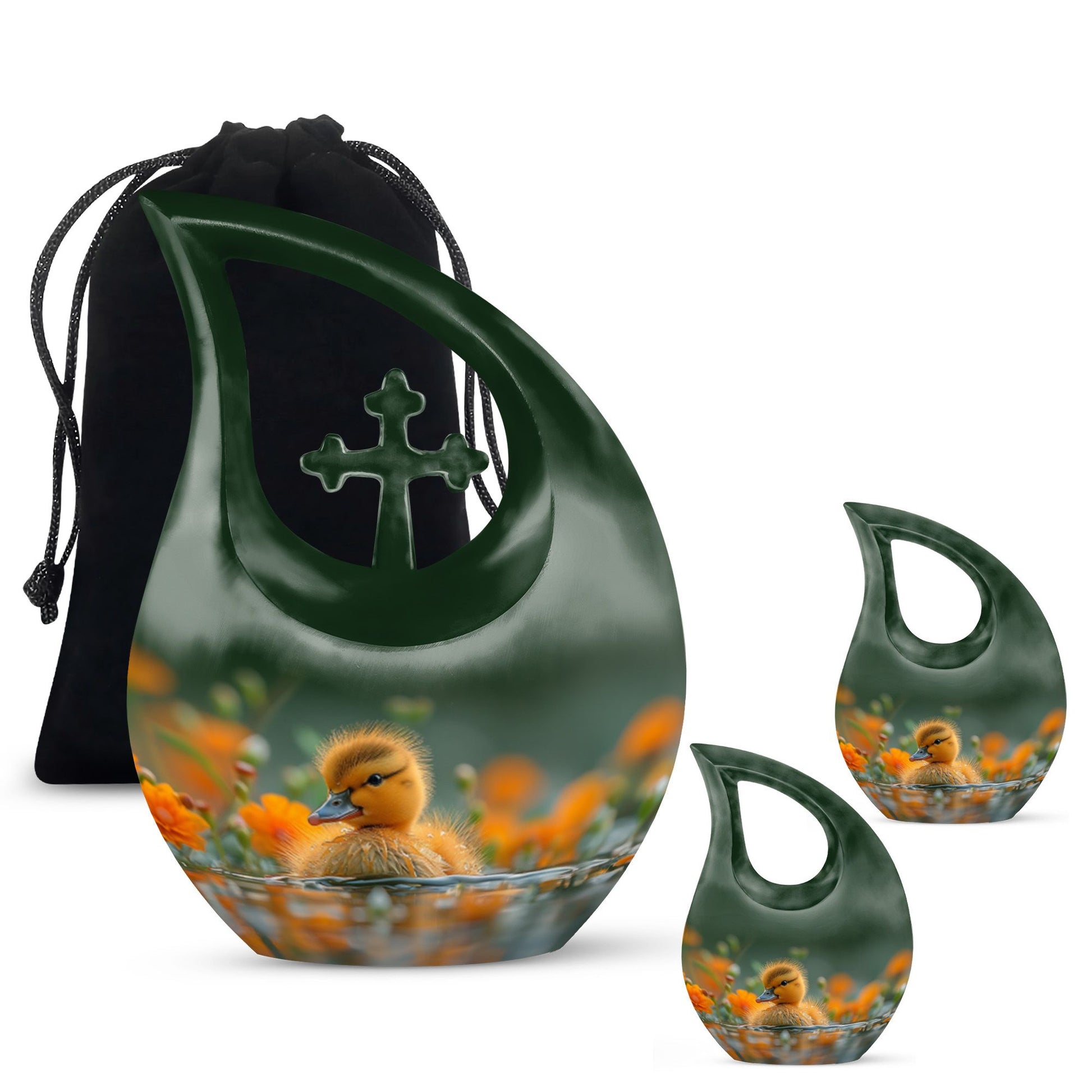Golden Duckling Memorial Urn Set - Duck Cremation Urn For Ashes
