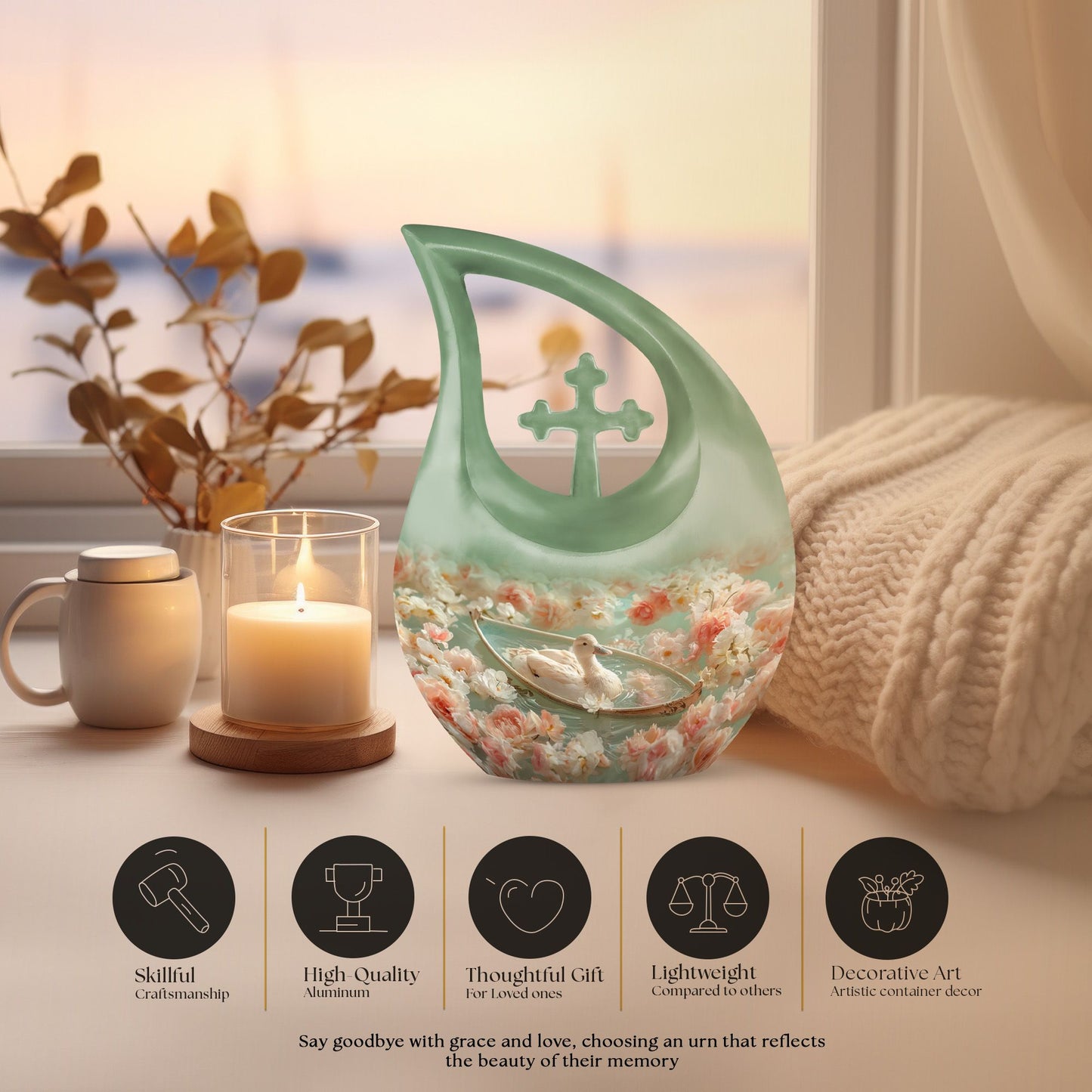 10-inch Duck's Floral Voyage memorial urn