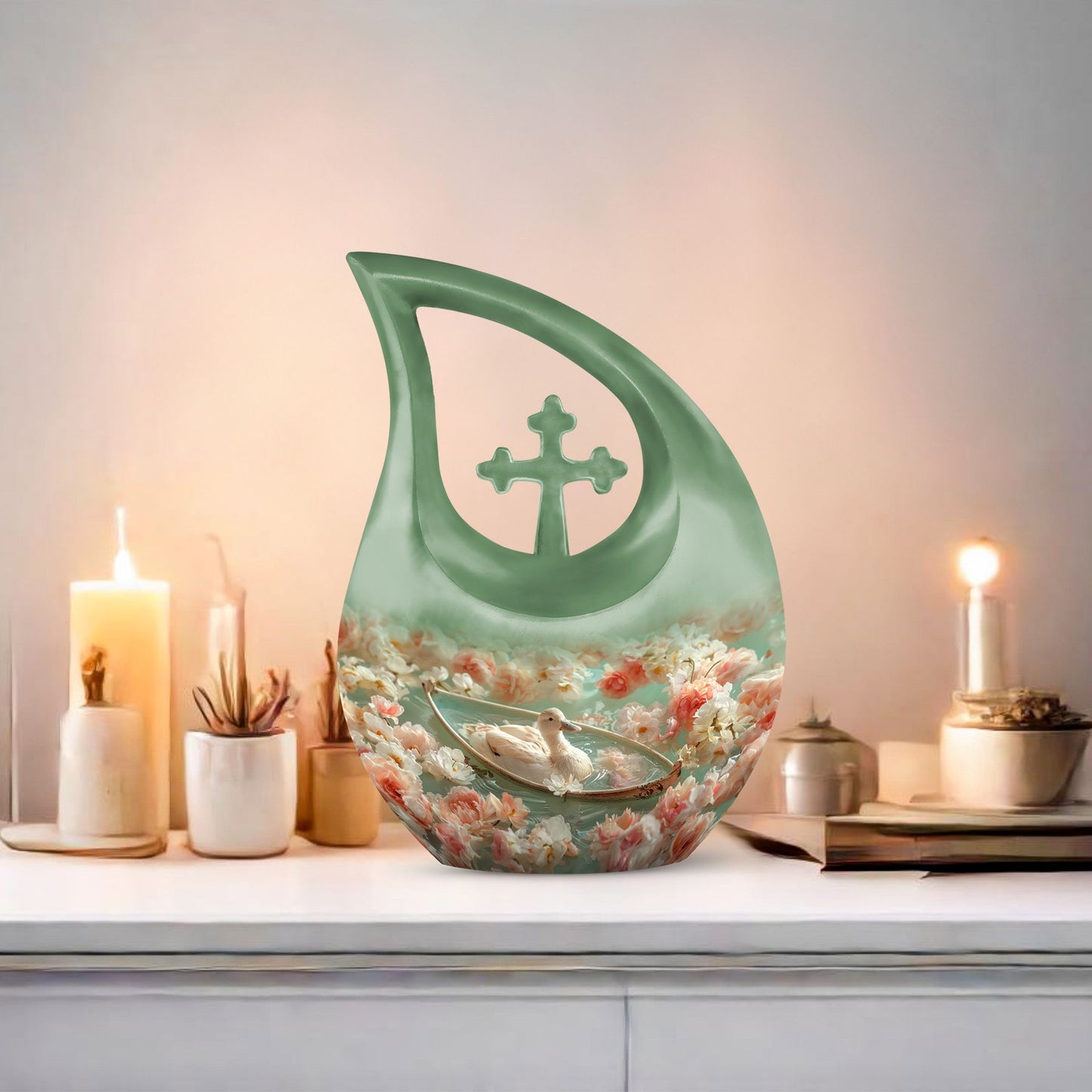 10-inch Duck's Floral Voyage memorial urn