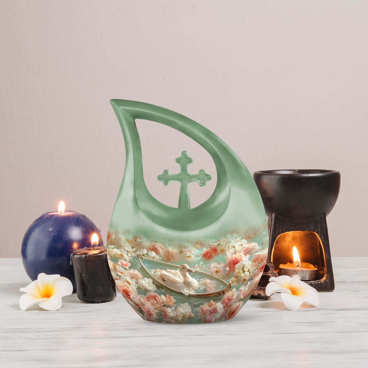 10-inch Duck's Floral Voyage memorial urn