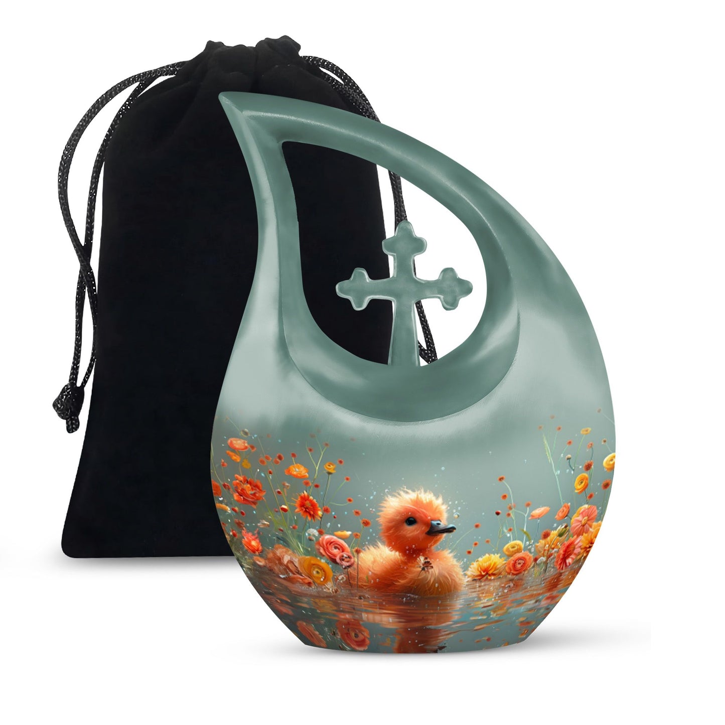 Large 10 Inch, Duckling's Blossom Drift Memorial Urn 