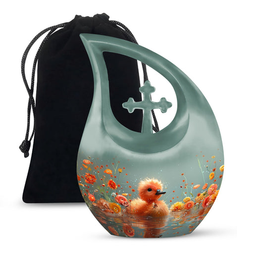 Large 10 Inch, Duckling's Blossom Drift Memorial Urn 