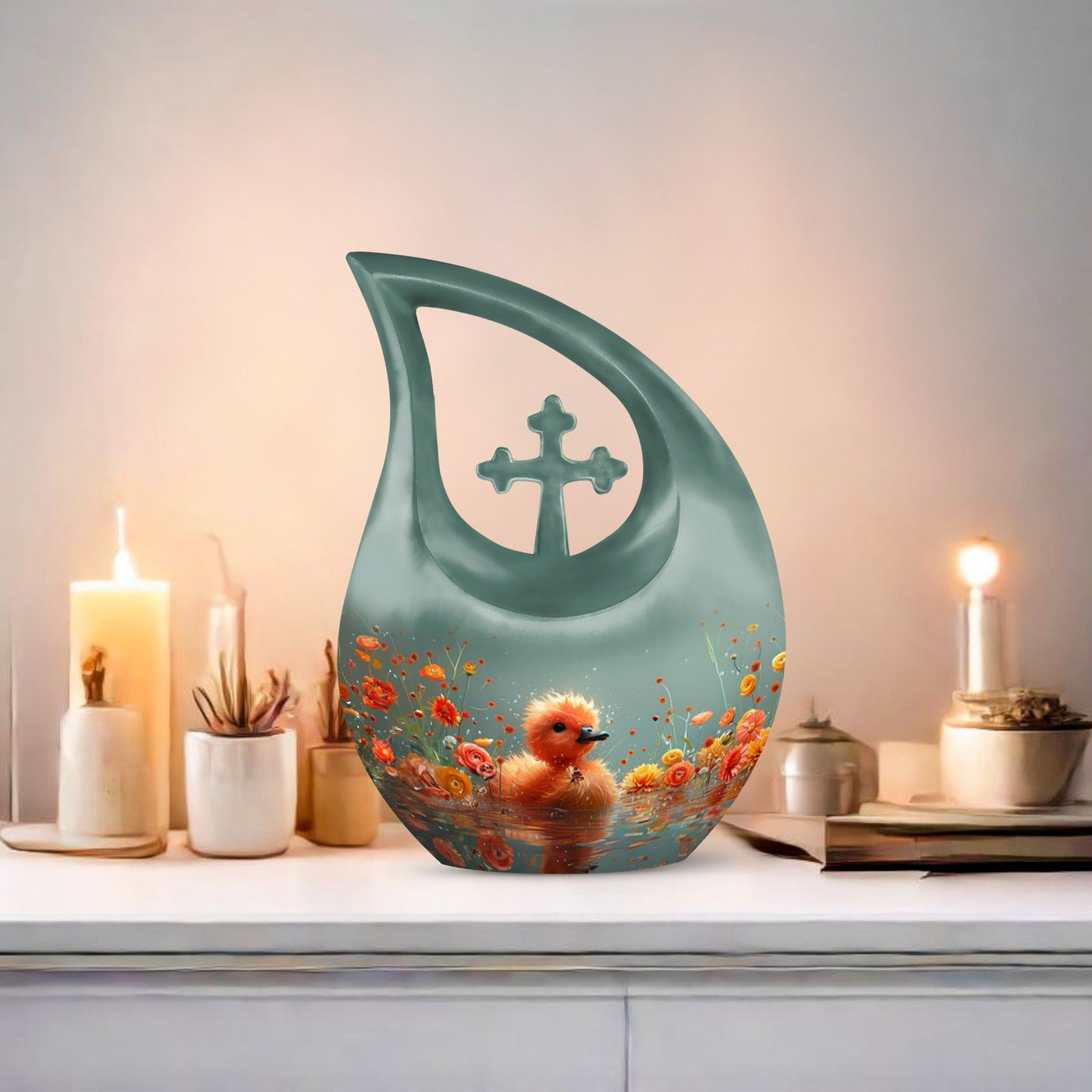 Large 10 Inch, Duckling's Blossom Drift Memorial Urn 