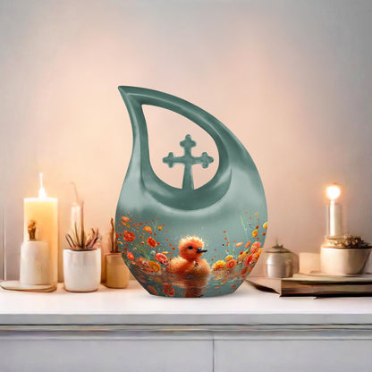 Large 10 Inch, Duckling's Blossom Drift Memorial Urn 