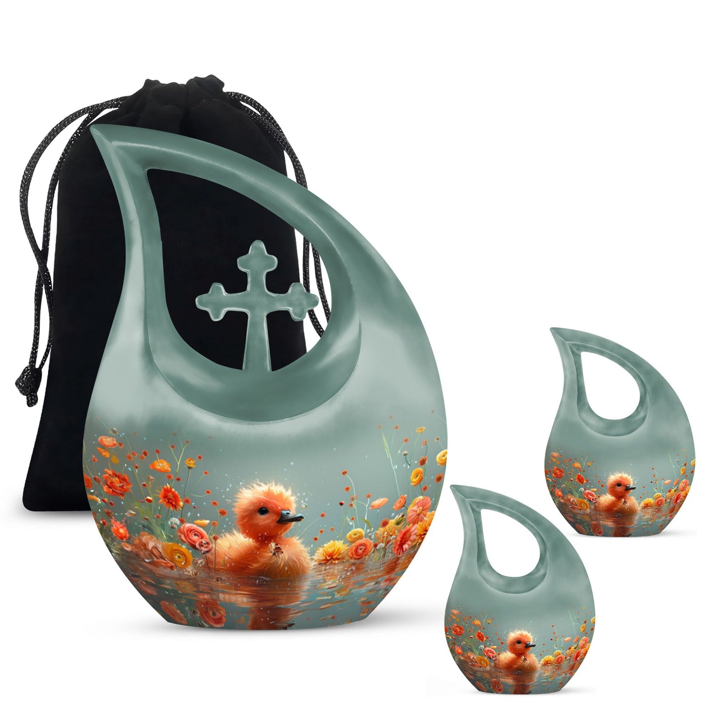Personalized Flower Keepsake Urn for Human Ashes - 10-inch, 200 cu in - Yatskia