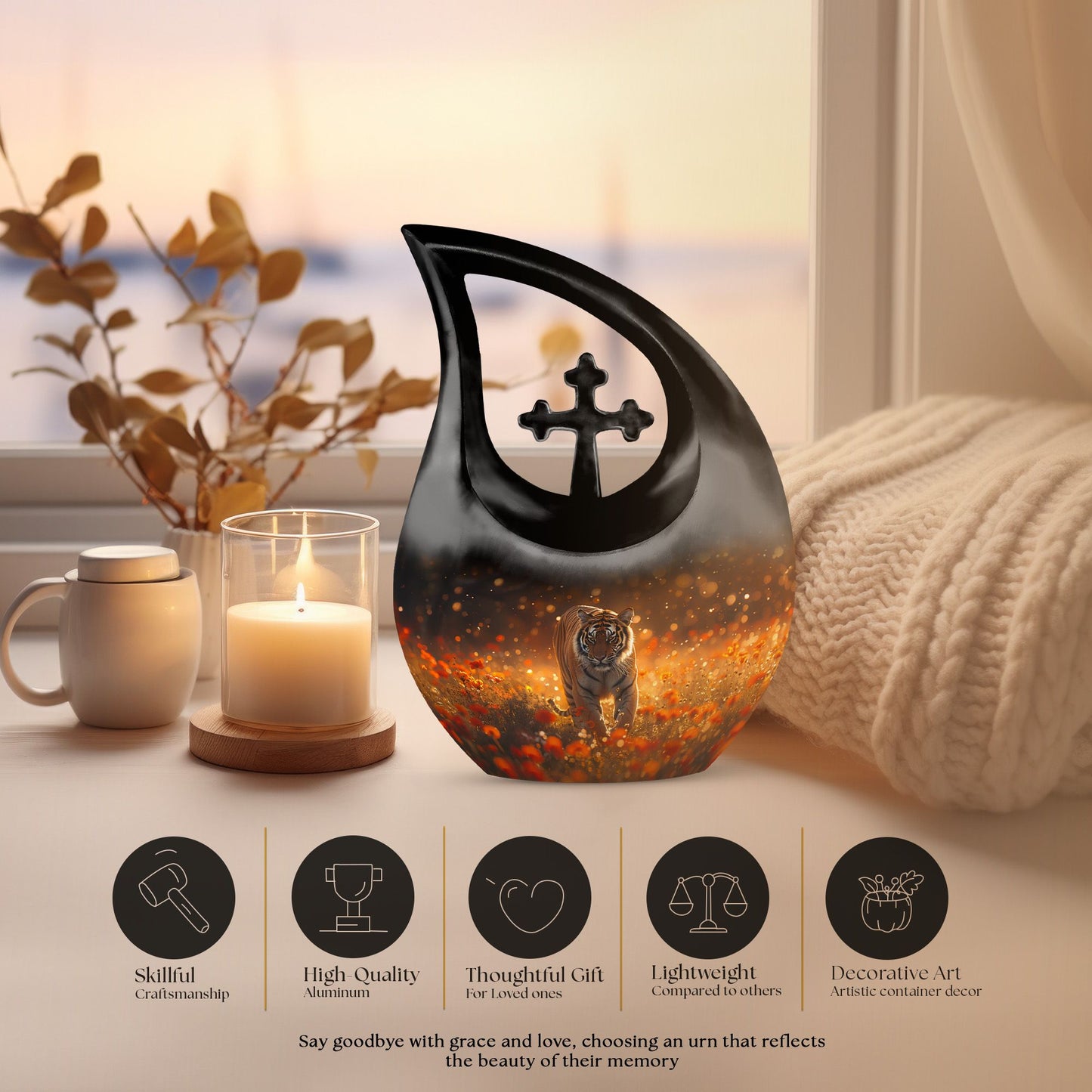 10-inch Sunset Tiger Solace Urn 