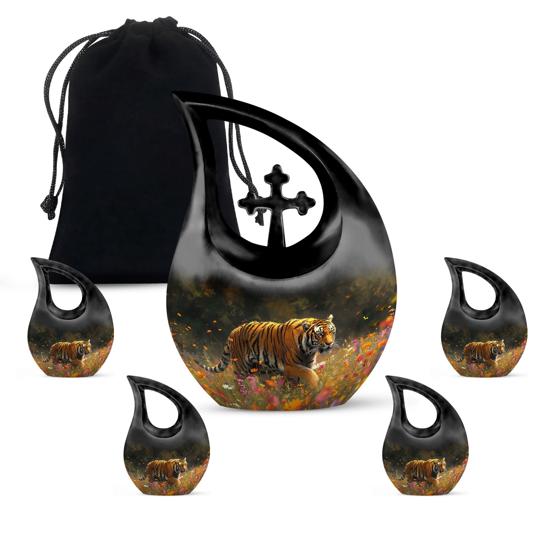 10-inch Floral Tiger Stalk Urn 