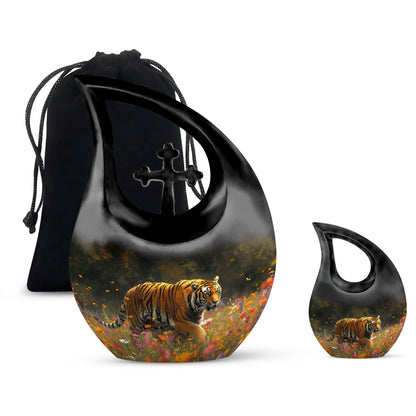 Personalized Tiger Keepsake Urn for Human Ashes - 10-inch, 200 cu in - Yatskia