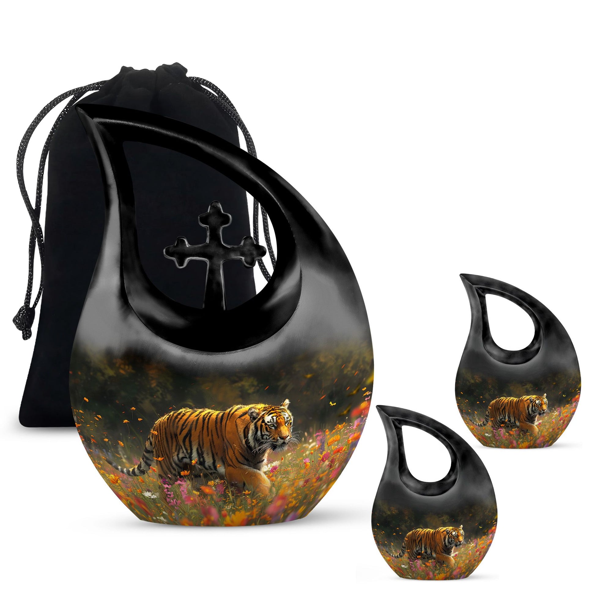 10-inch Floral Tiger Stalk Urn 