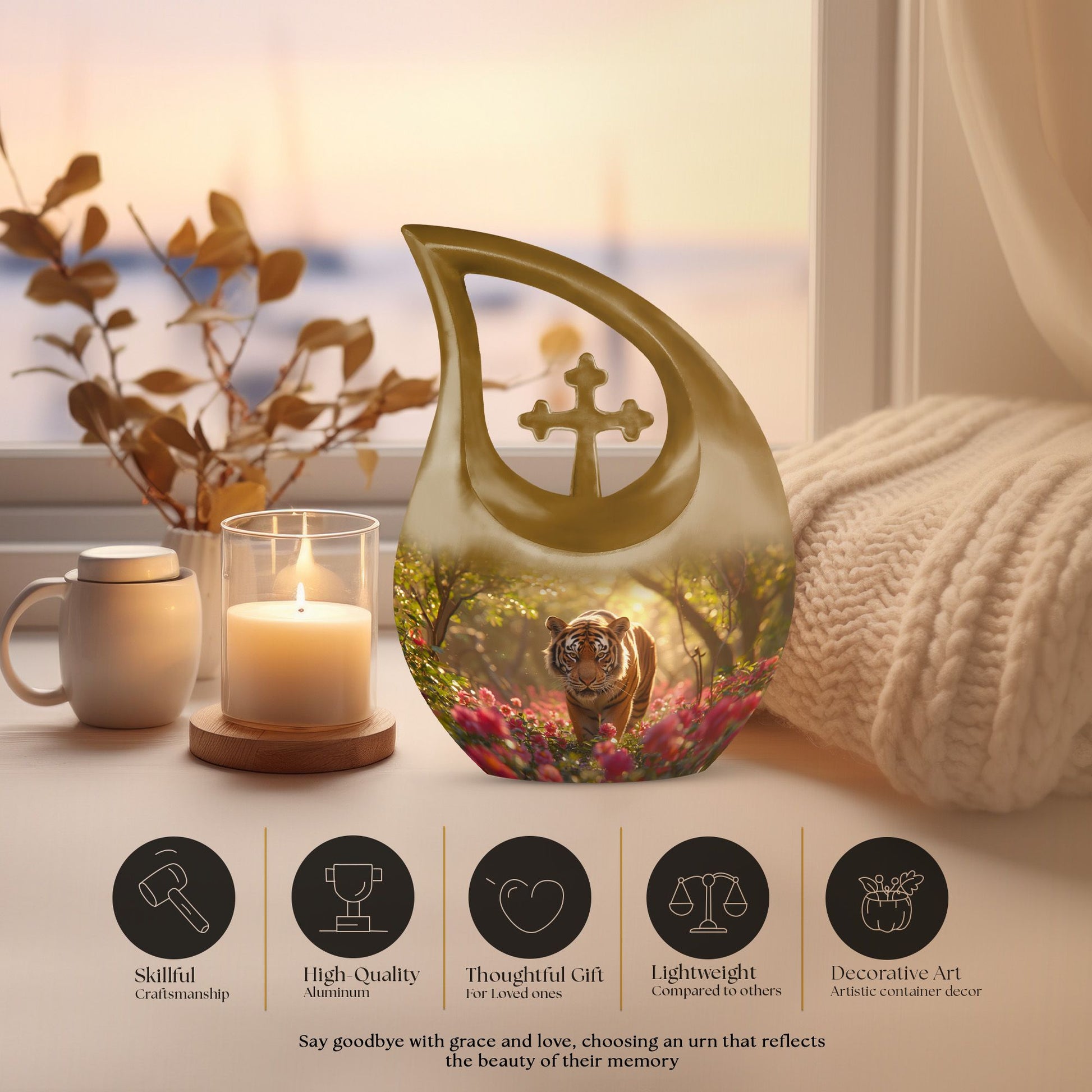 Aluminium Tiger's Floral Domain Urn 