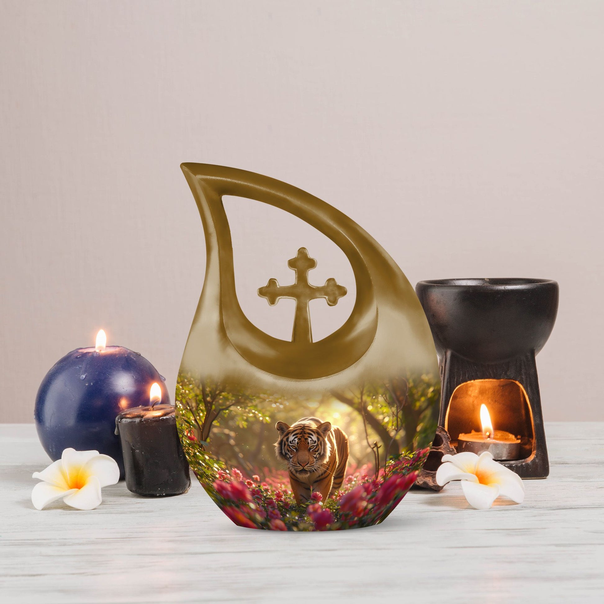 Aluminium Tiger's Floral Domain Urn 