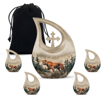 Personalized Tiger Cremation Urn for Adults - 10-inch, 200 cu in - Yatskia