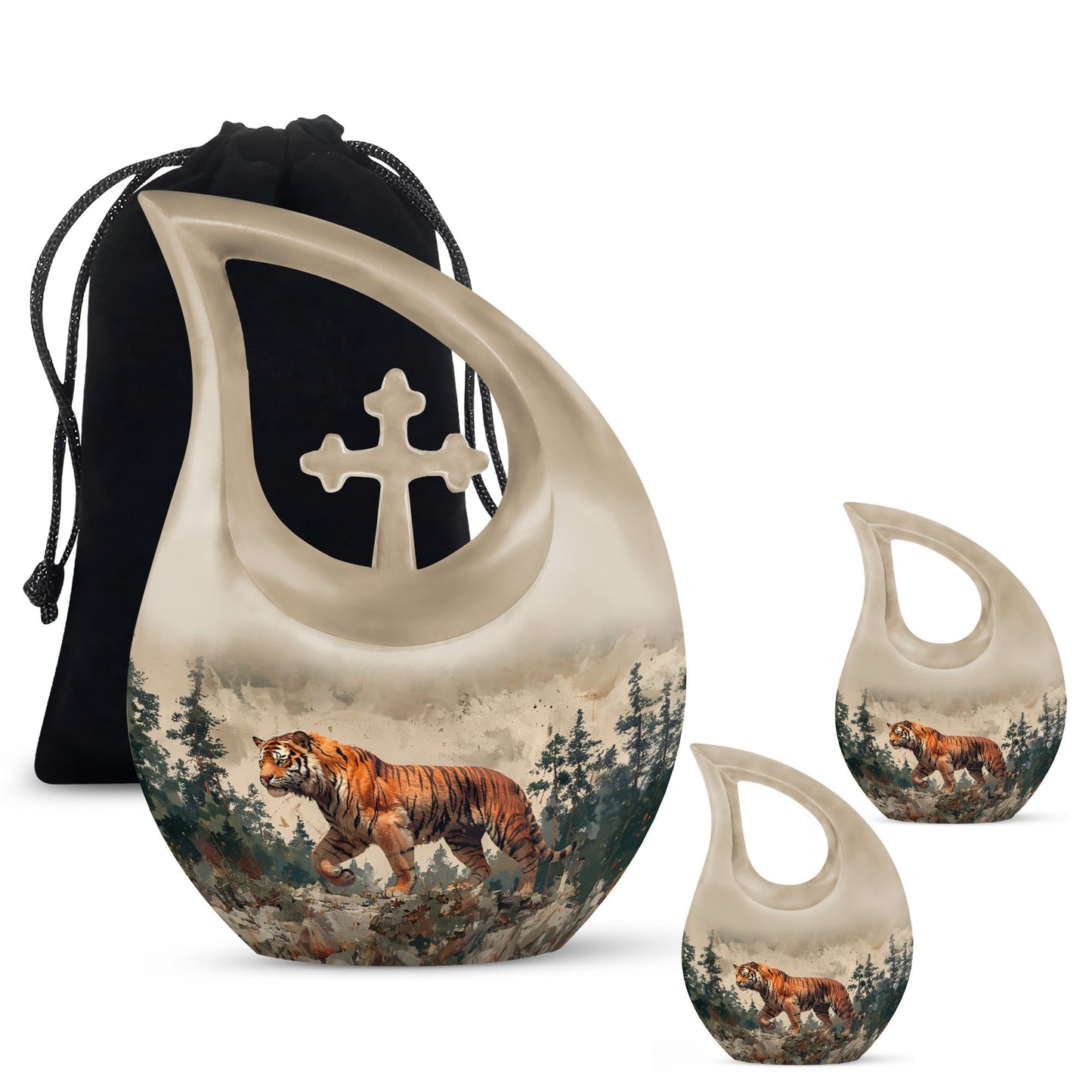 Personalized Tiger Cremation Urn for Adults - 10-inch, 200 cu in - Yatskia