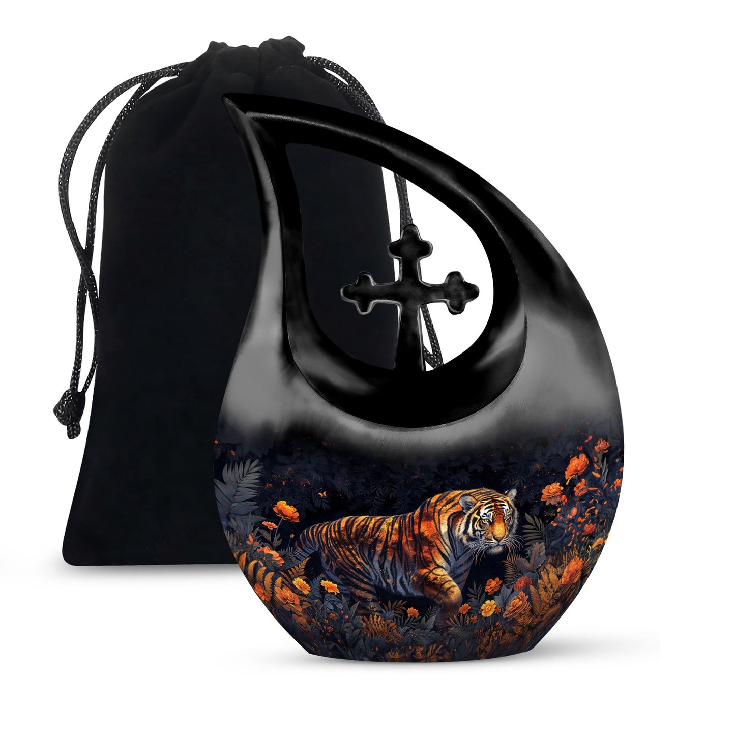 Personalized Tiger Cremation Urn for Human Ashes - 10-inch, 200 cu in - Yatskia