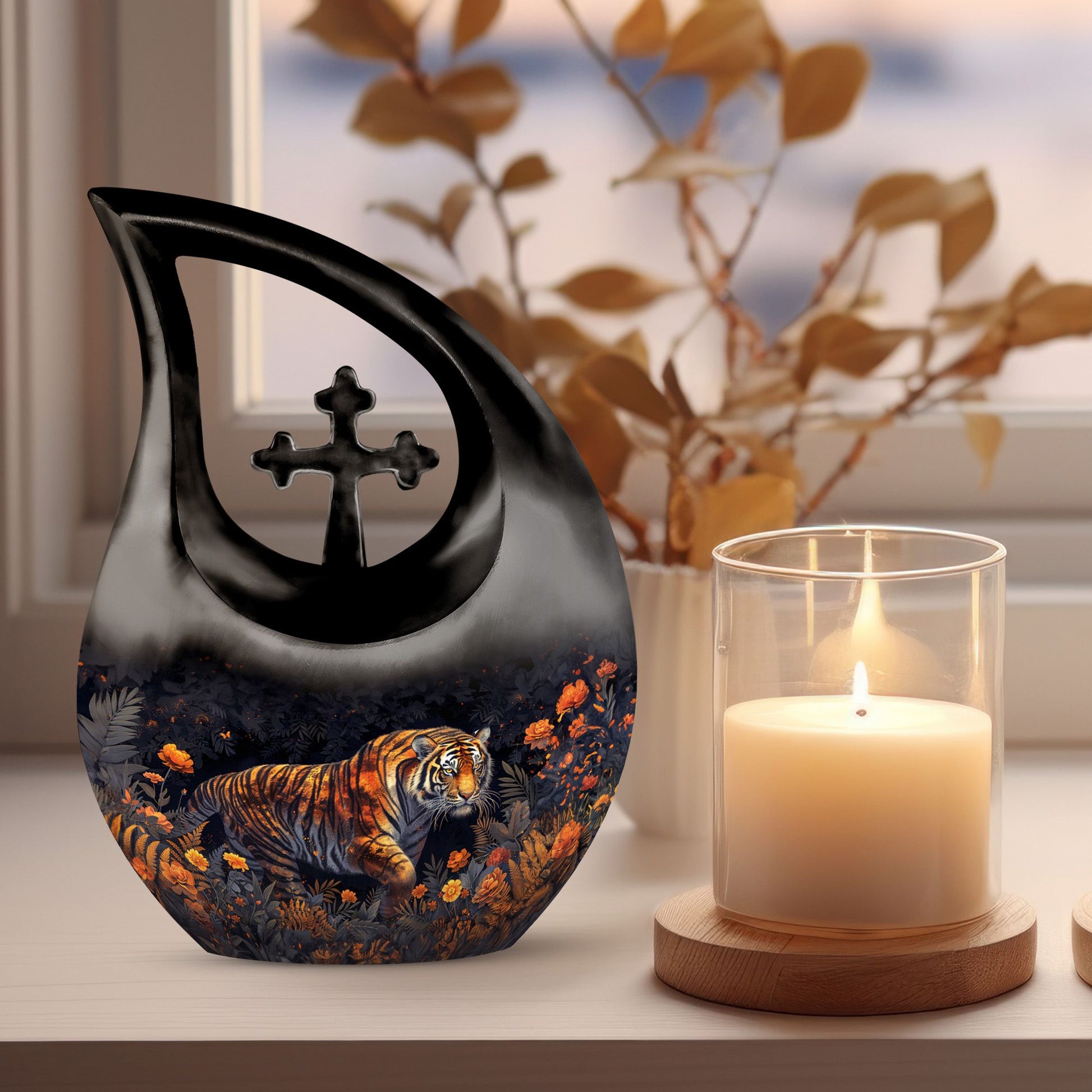 10 Inch Midnight Blossoms Urn 