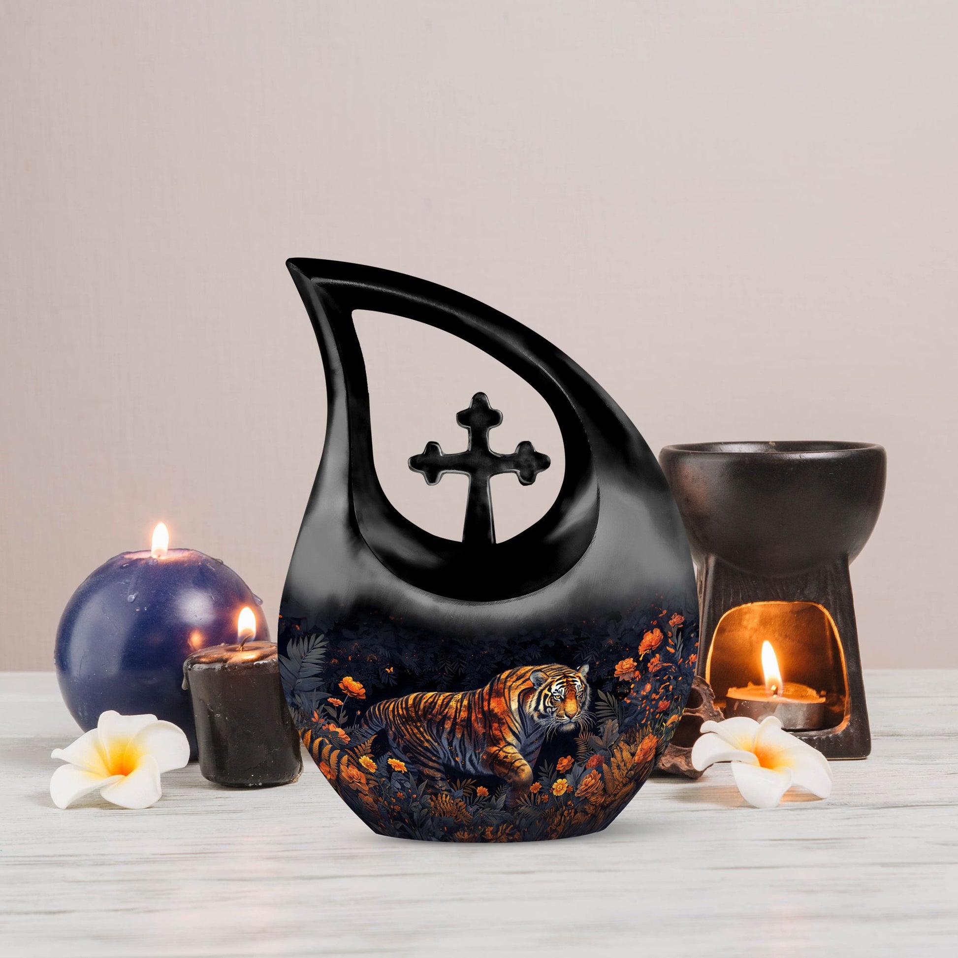 10 Inch Midnight Blossoms Urn 