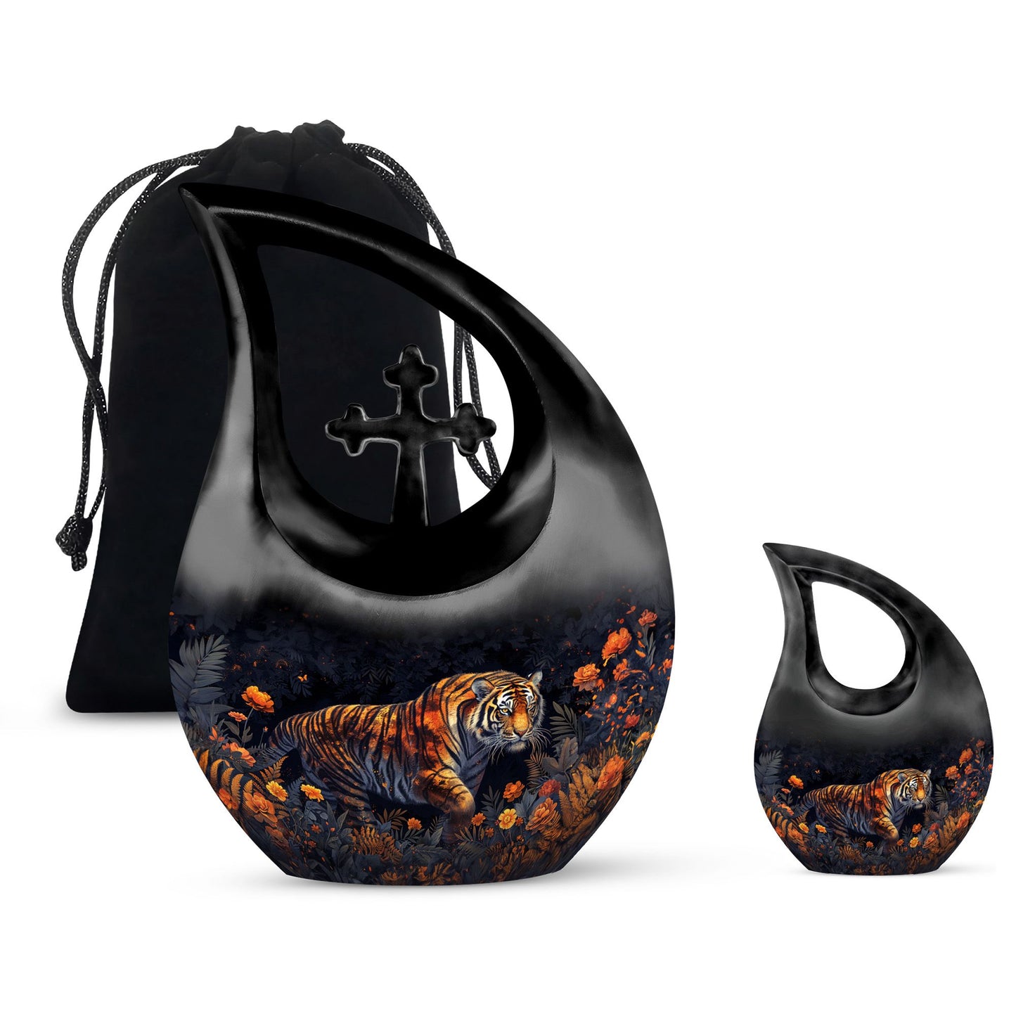 Personalized Tiger Cremation Urn for Human Ashes - 10-inch, 200 cu in - Yatskia