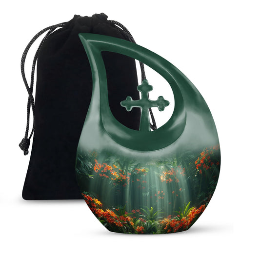 Tropical Radiance Cross Drop 10 Inch Aluminium Memorial Urn
