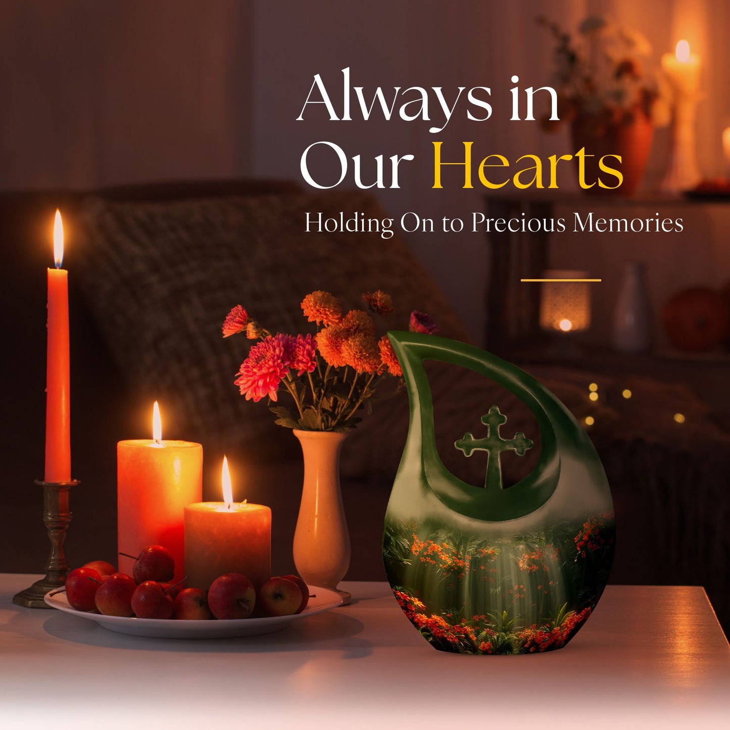 Tropical Radiance Cross Drop 10 Inch Aluminium Memorial Urn