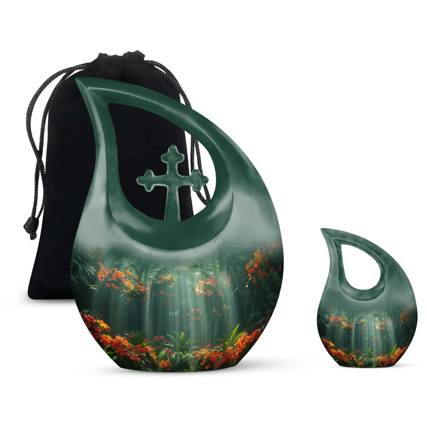 Tropical Radiance Cross Drop 10 Inch Aluminium Memorial Urn