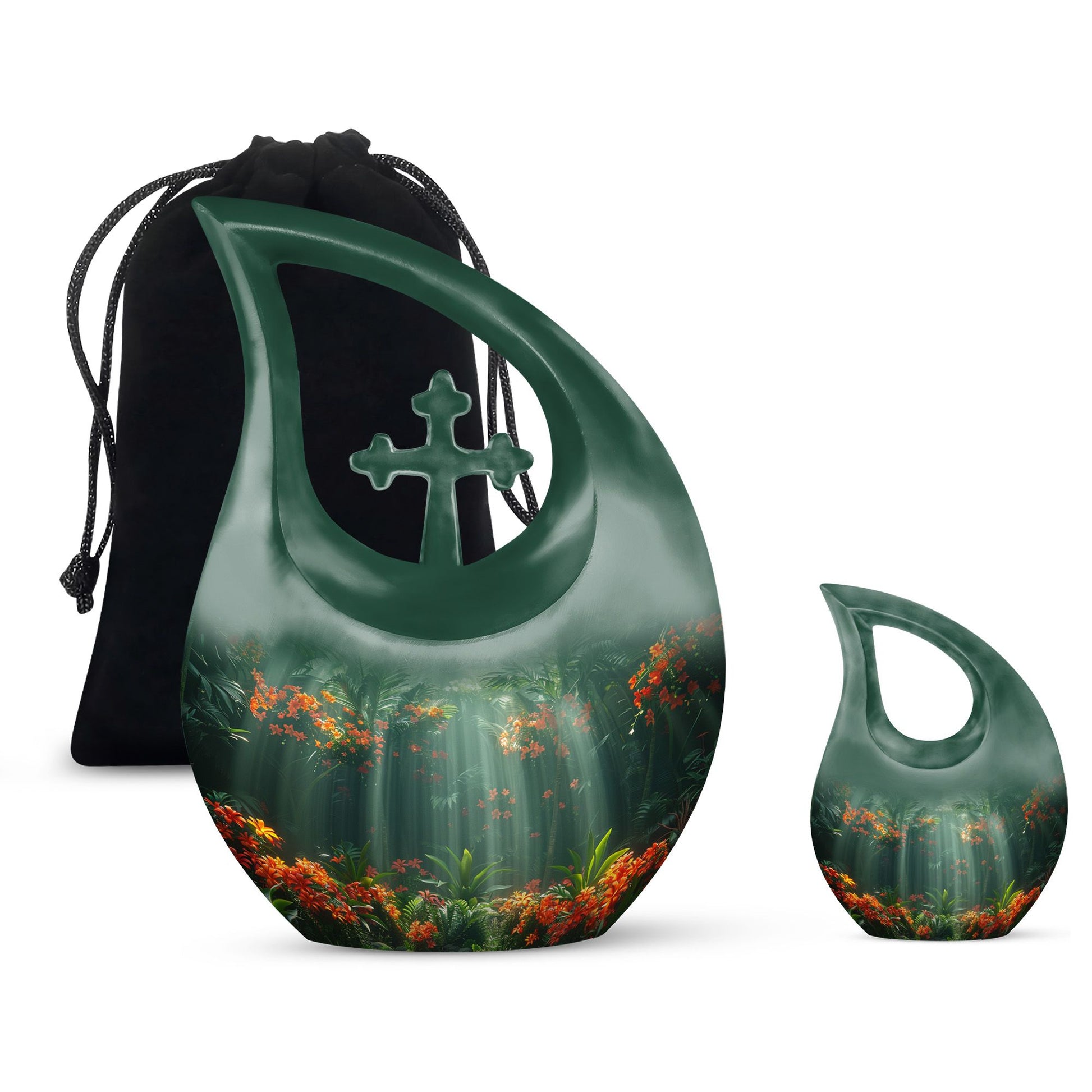 Tropical Radiance Cross Drop 10 Inch Aluminium Memorial Urn