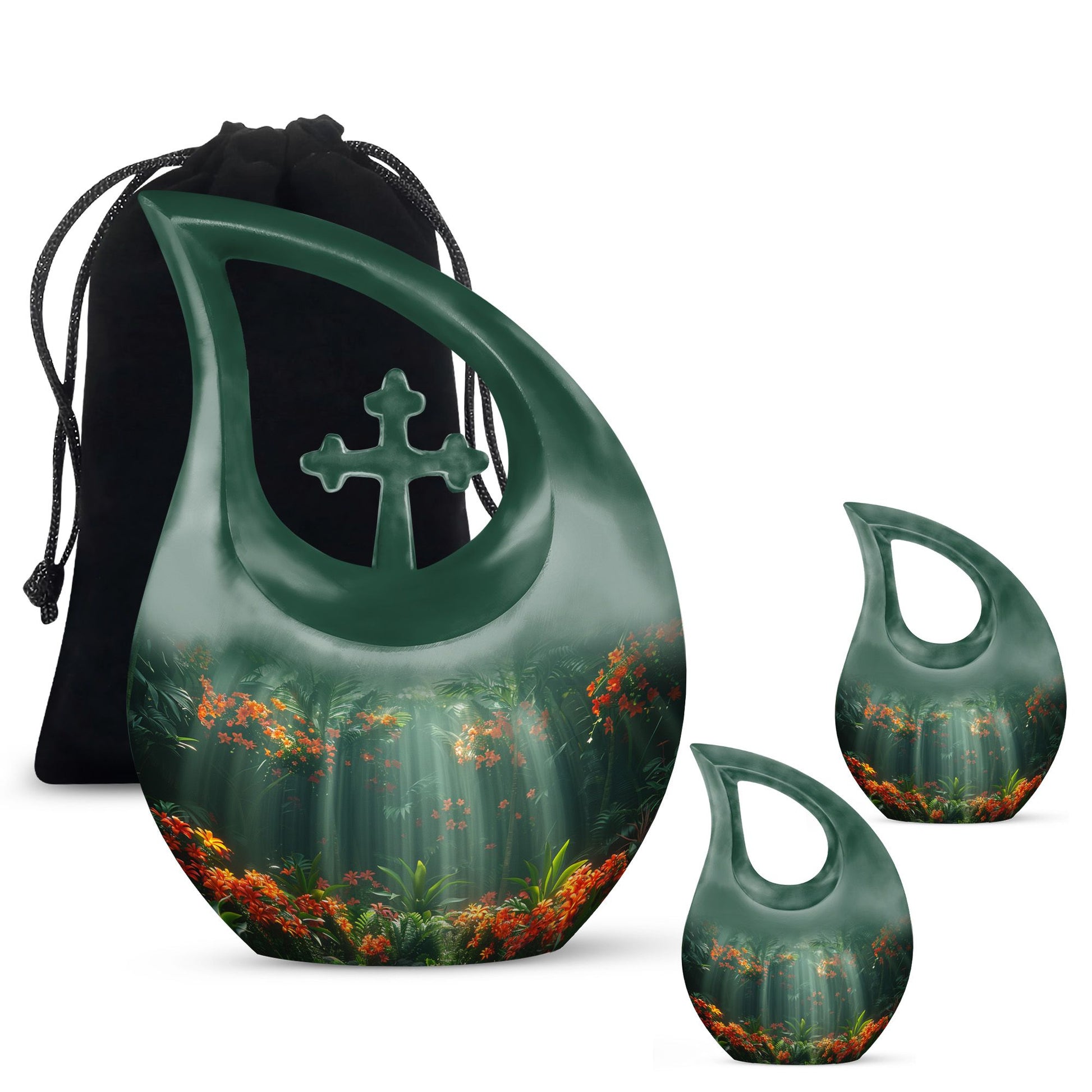 Tropical Radiance Cross Drop 10 Inch Aluminium Memorial Urn