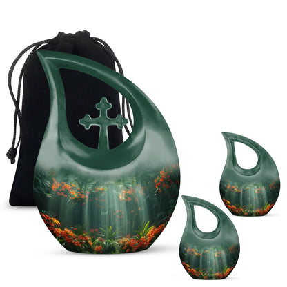 Tropical Radiance Cross Drop 10 Inch Aluminium Memorial Urn