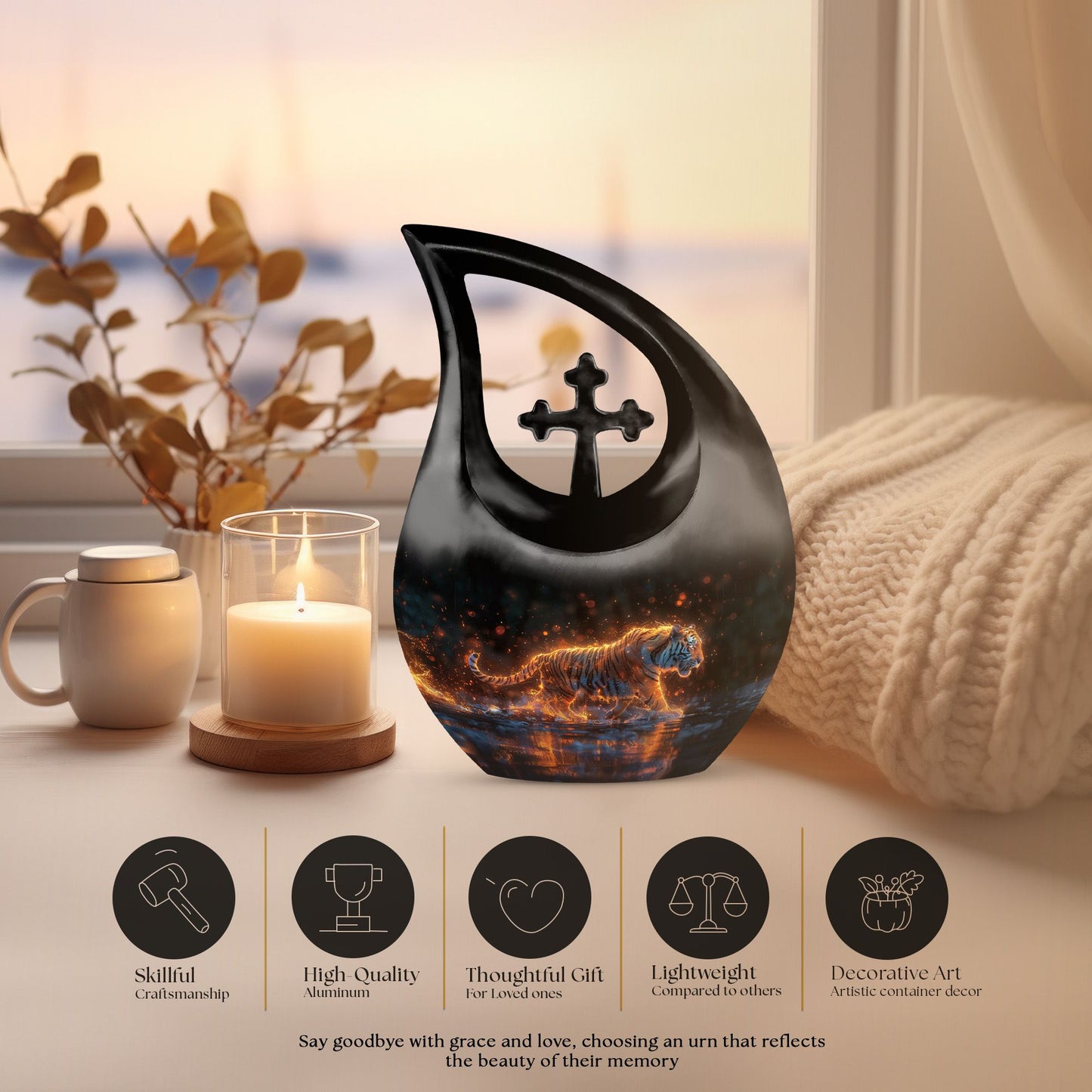 10-inch Fiery Rain Stride Urn 