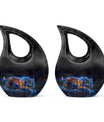 Blue Tiger Design Cremation Urn - Large Urns For Female & Male