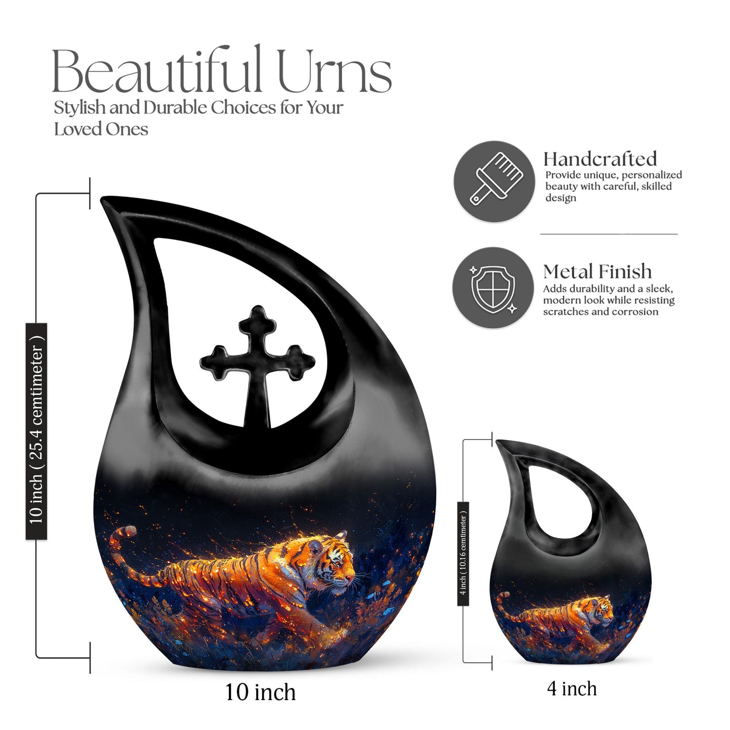 10 inch Fiery Floral Majesty Urn, 