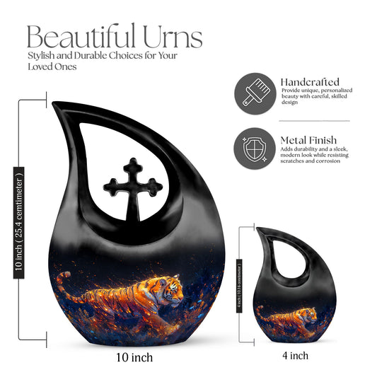 10 inch Fiery Floral Majesty Urn, 