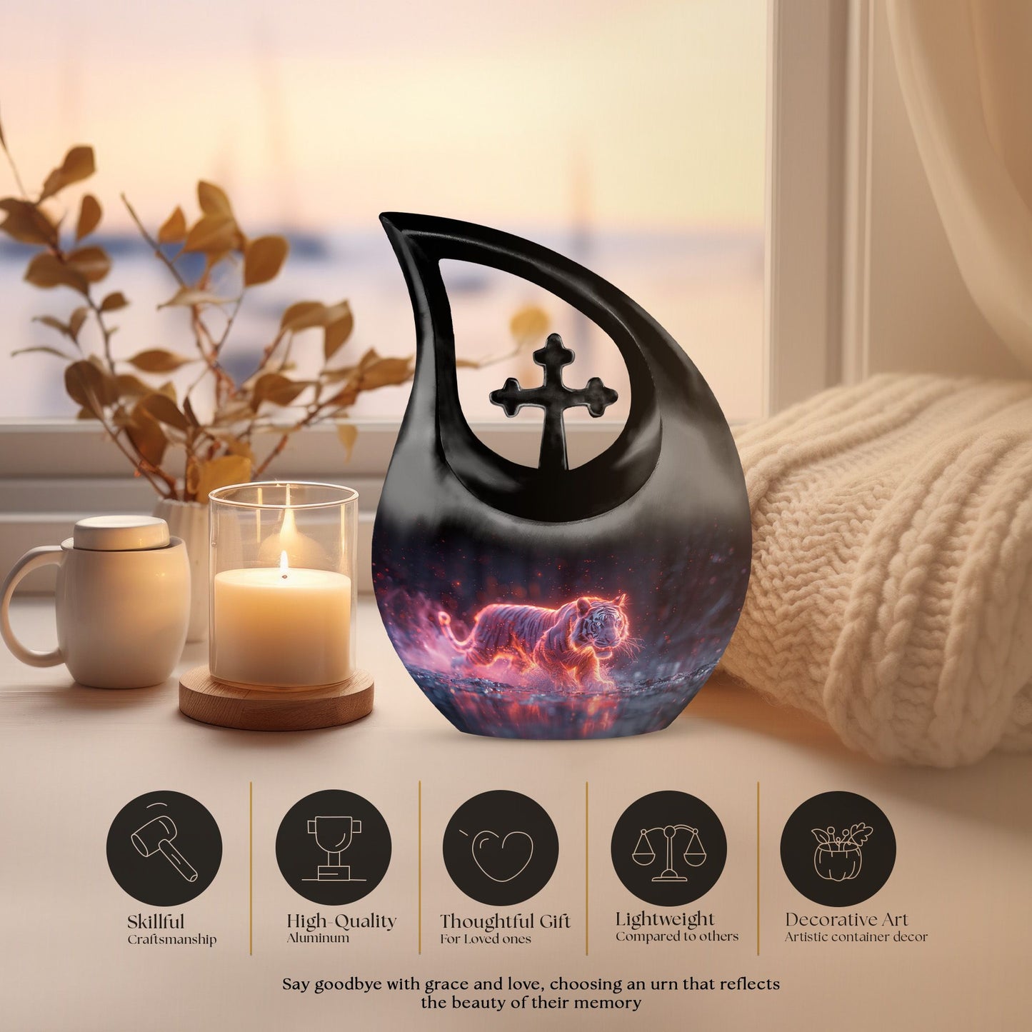 10 Inch Crimson Ember Stalker Memorial Urn