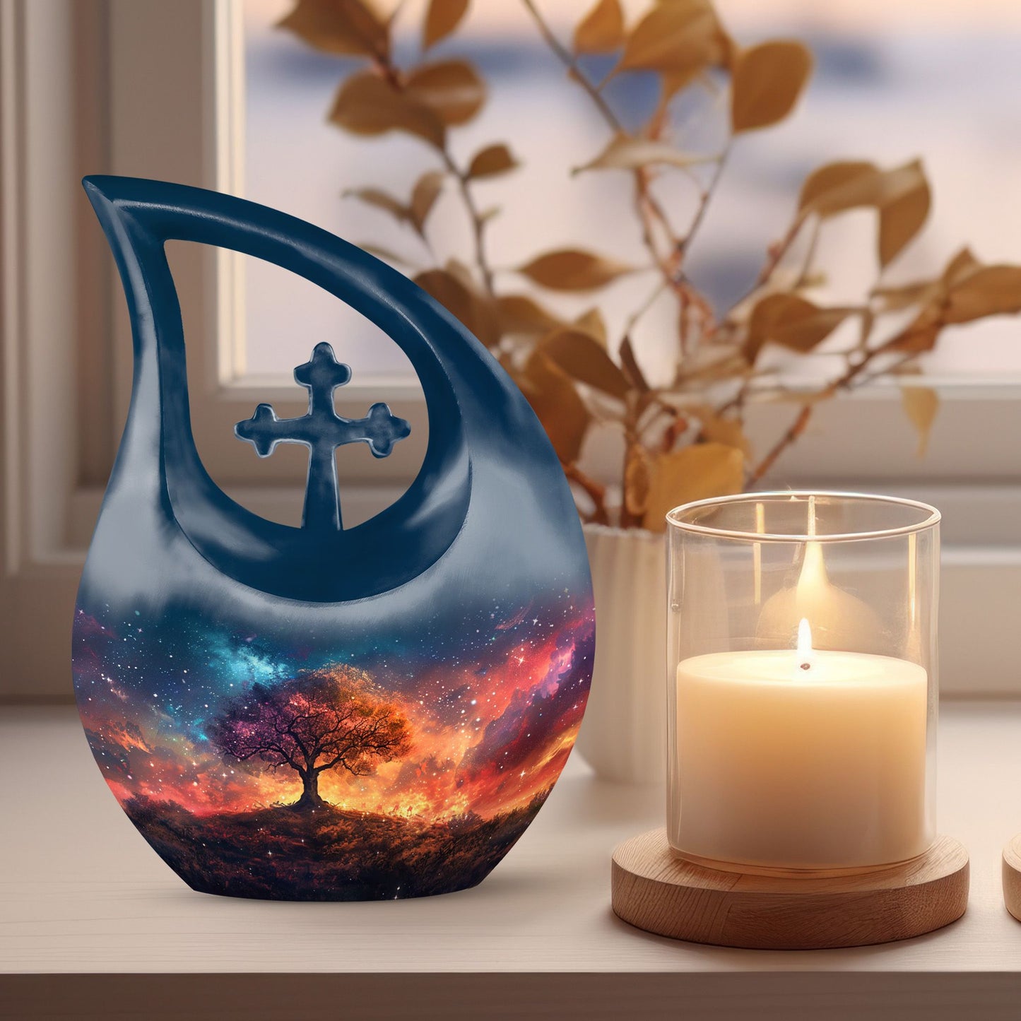 Galactic Blaze Genesis Cross Drop Large Urn, 