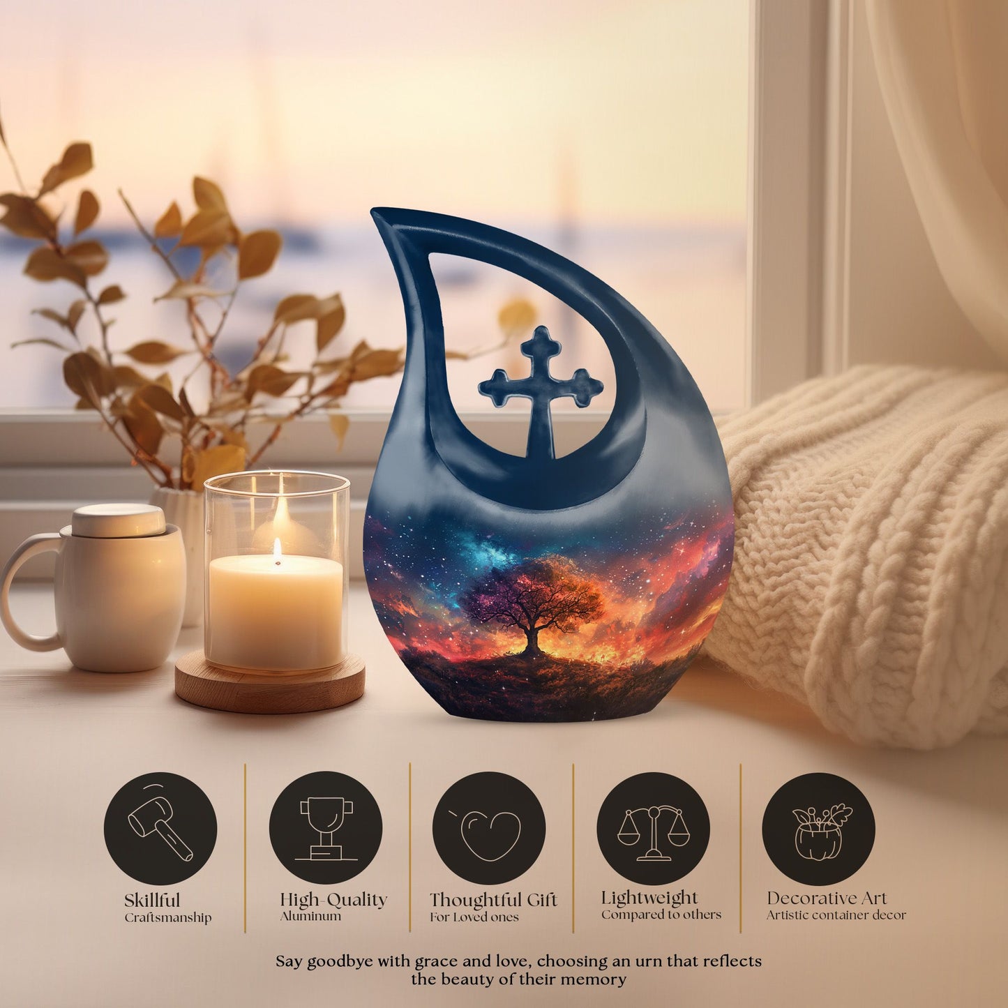 Galactic Blaze Genesis Cross Drop Large Urn, 