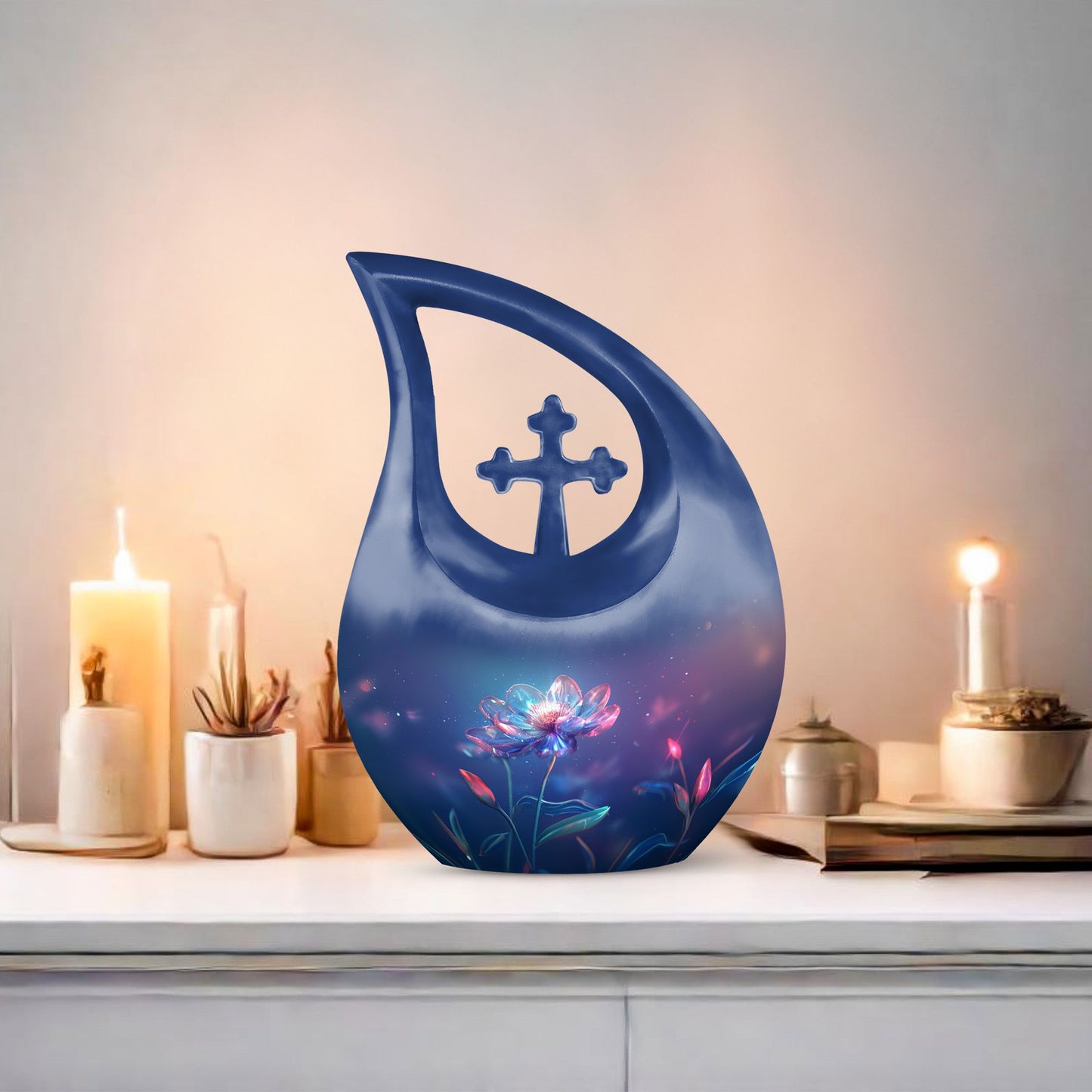 Ethereal Floral Glow 10 Inch Memorial Urn