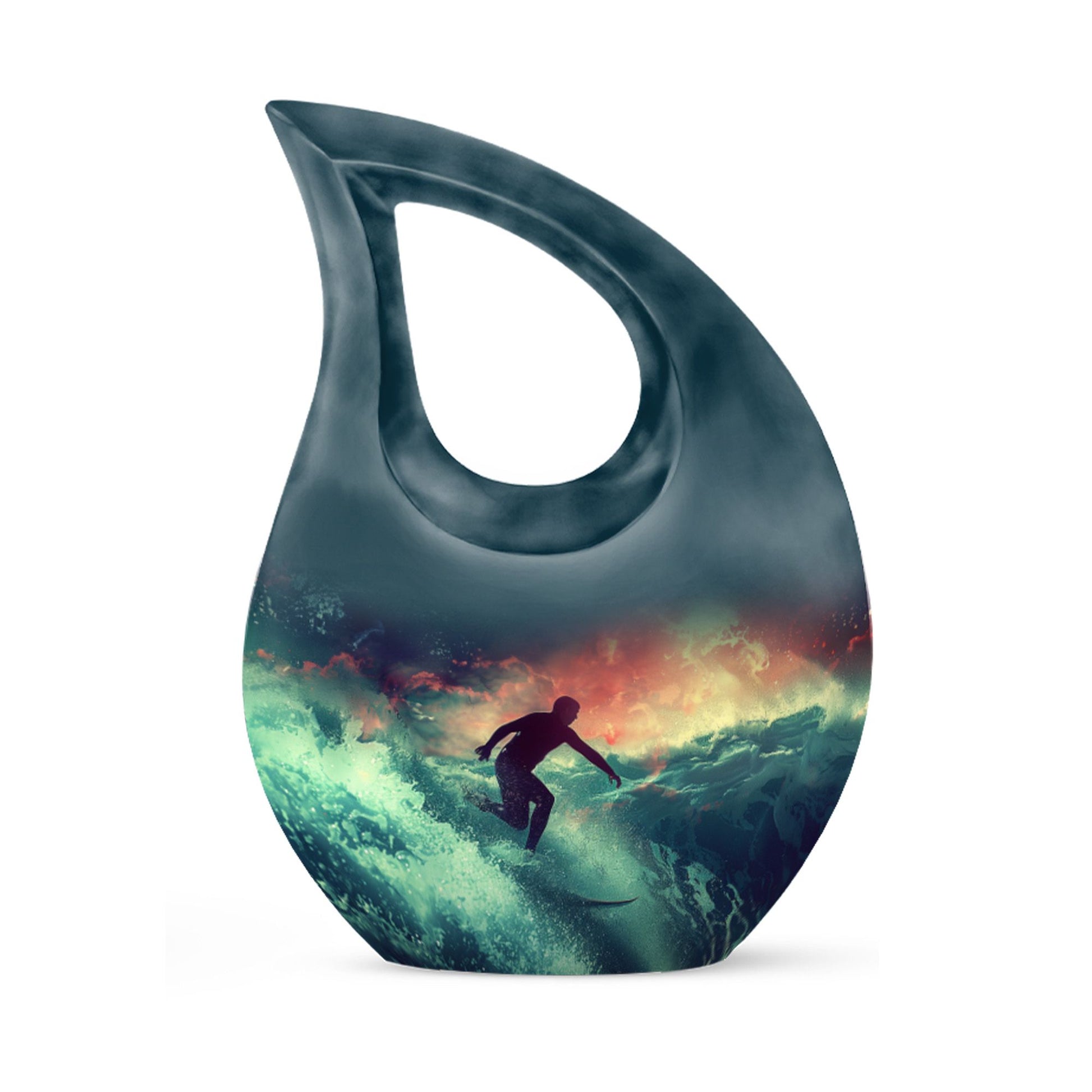 Surfing Man In Ocean - Decorative Unique Urn For Ashes Adult Male