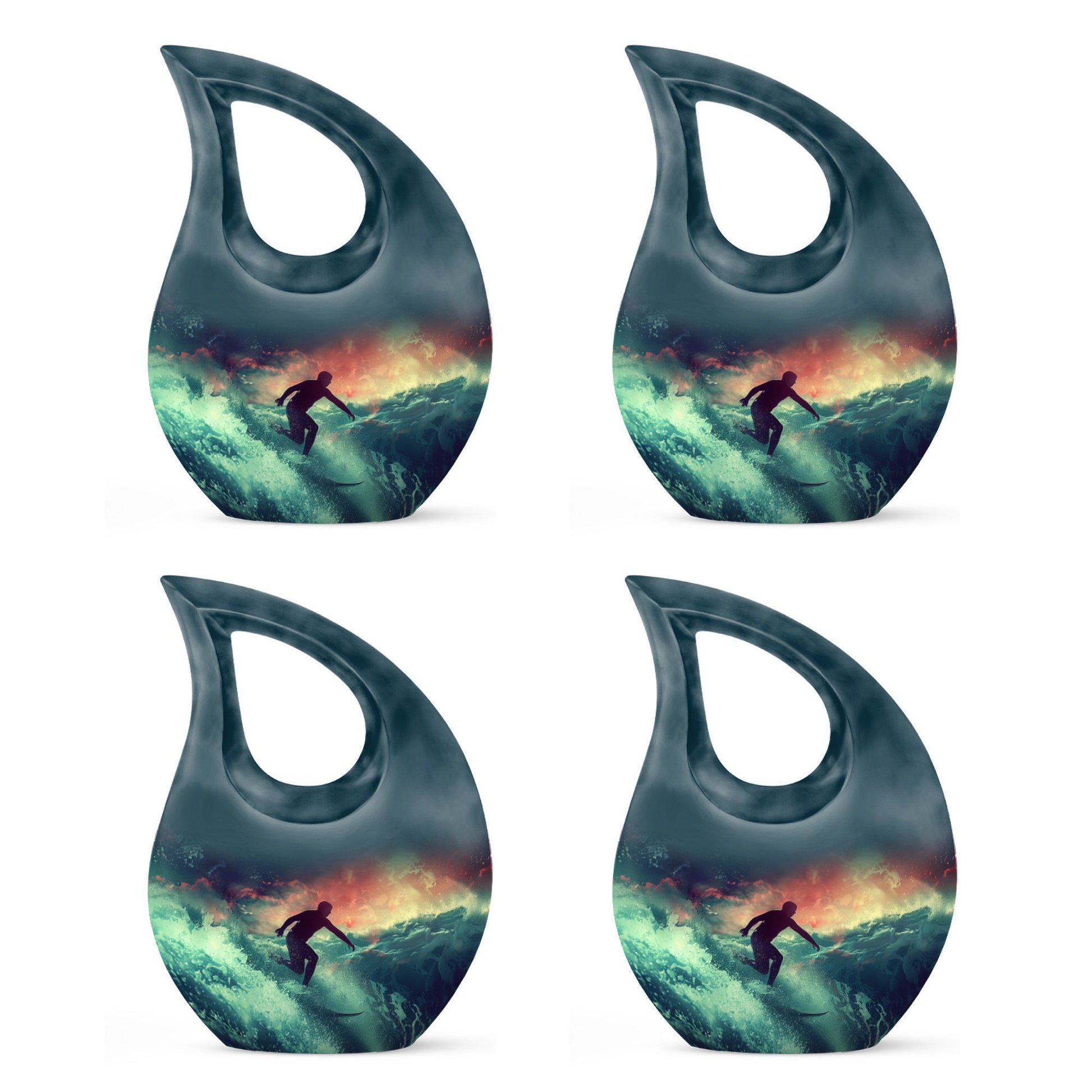 Surfing Man In Ocean - Decorative Unique Urn For Ashes Adult Male