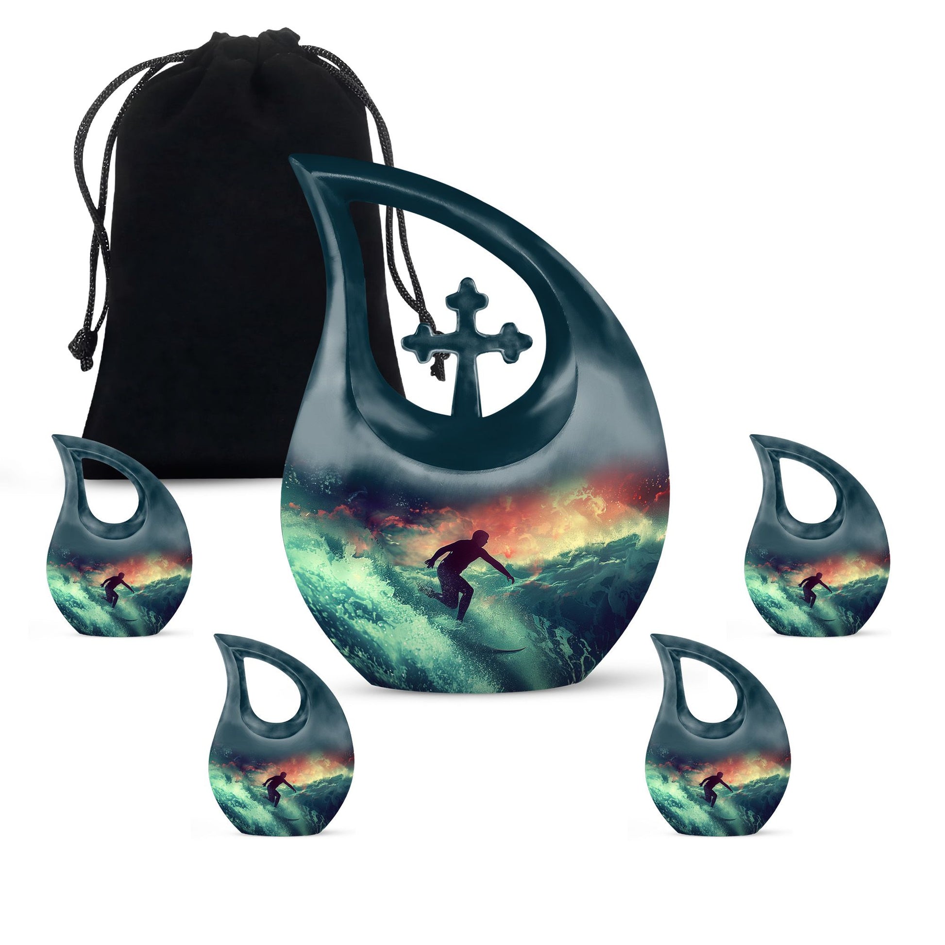 Surfing Man In Ocean - Decorative Unique Urn For Ashes Adult Male