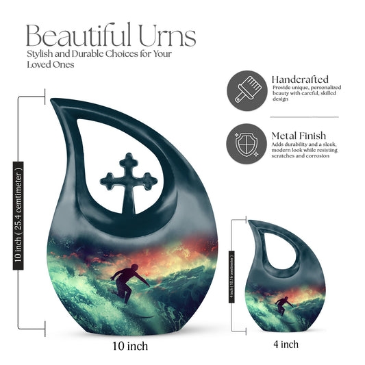 10-inch Surfing Solar Tide Urn, 
