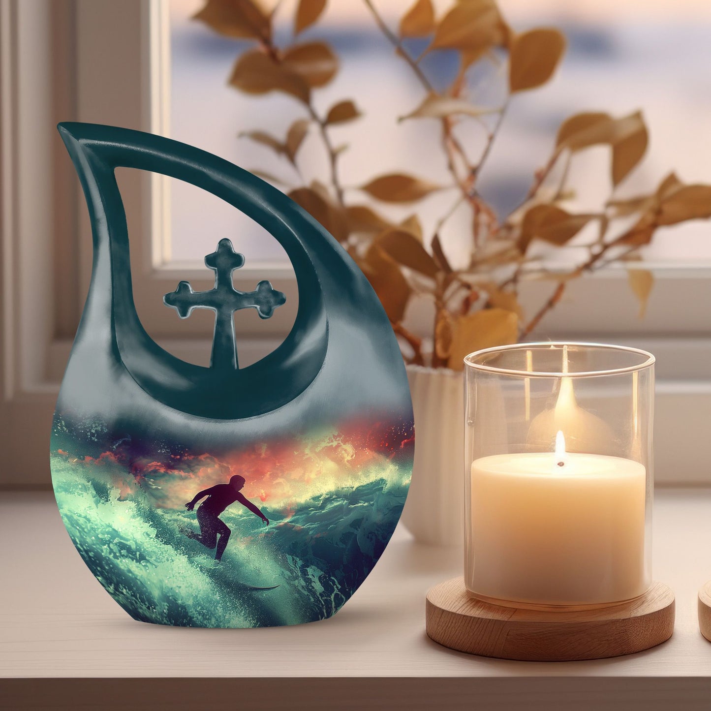 10-inch Surfing Solar Tide Urn, 