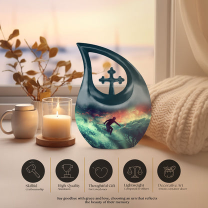 10-inch Surfing Solar Tide Urn, 
