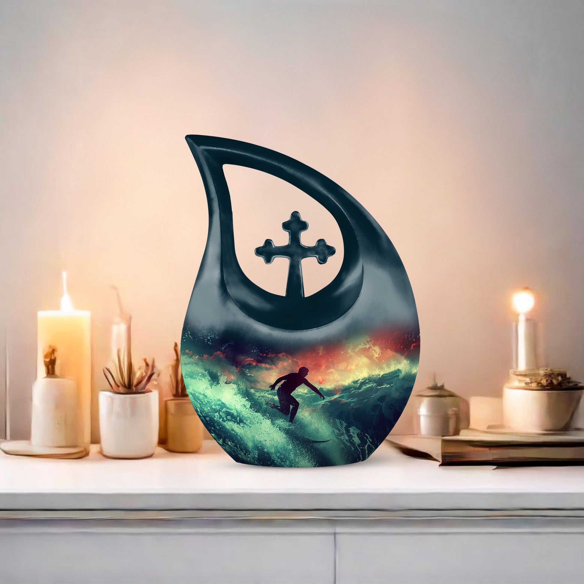 10-inch Surfing Solar Tide Urn, 