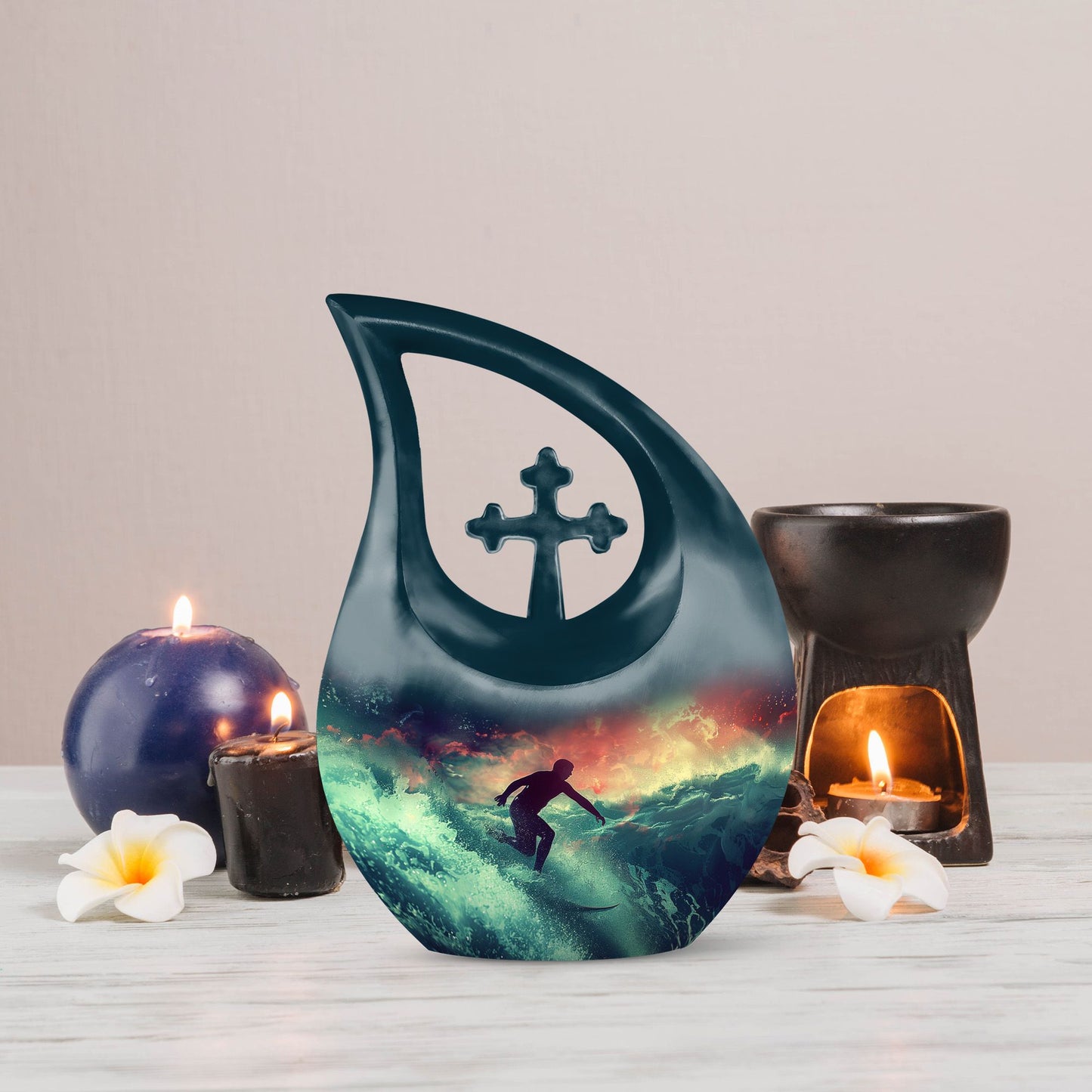 10-inch Surfing Solar Tide Urn, 