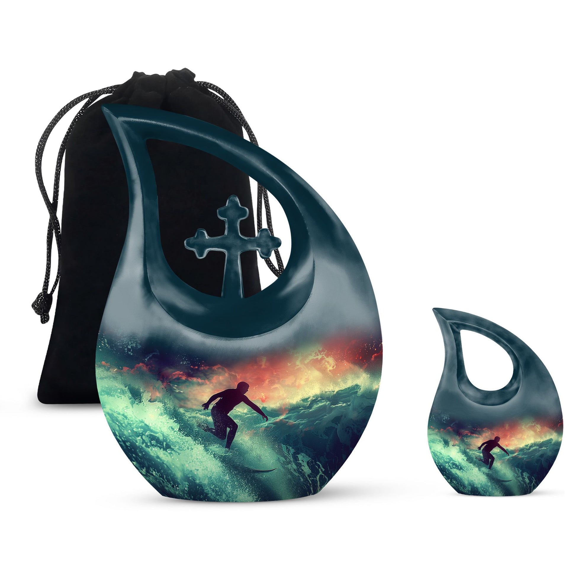 Surfing Man In Ocean - Decorative Unique Urn For Ashes Adult Male