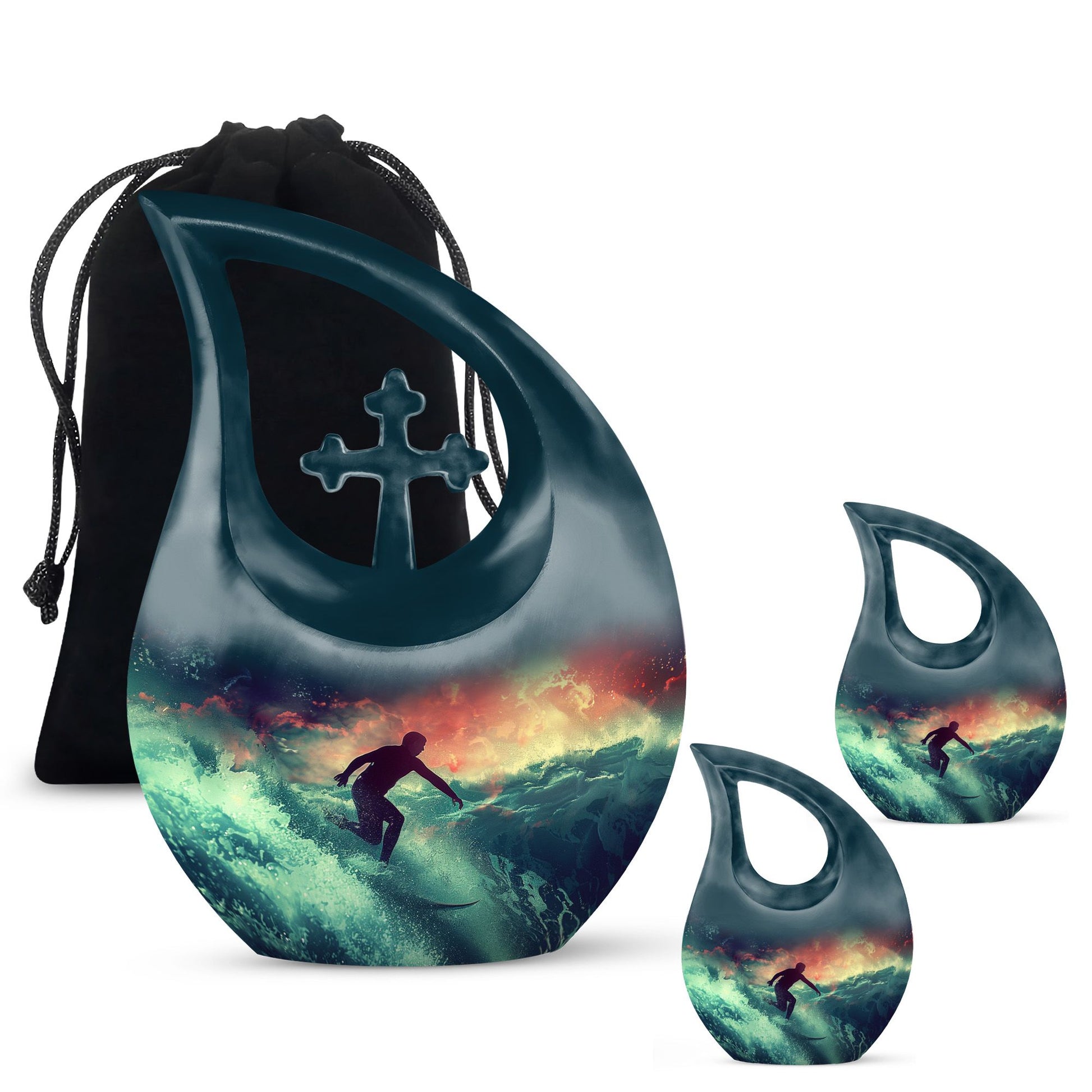 Surfing Man In Ocean - Decorative Unique Urn For Ashes Adult Male