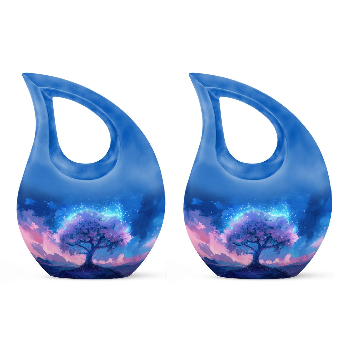 Blue Personalized Tree of Life Cremation Urn for Human Ashes - 10-inch, 200 cu in - Yatskia